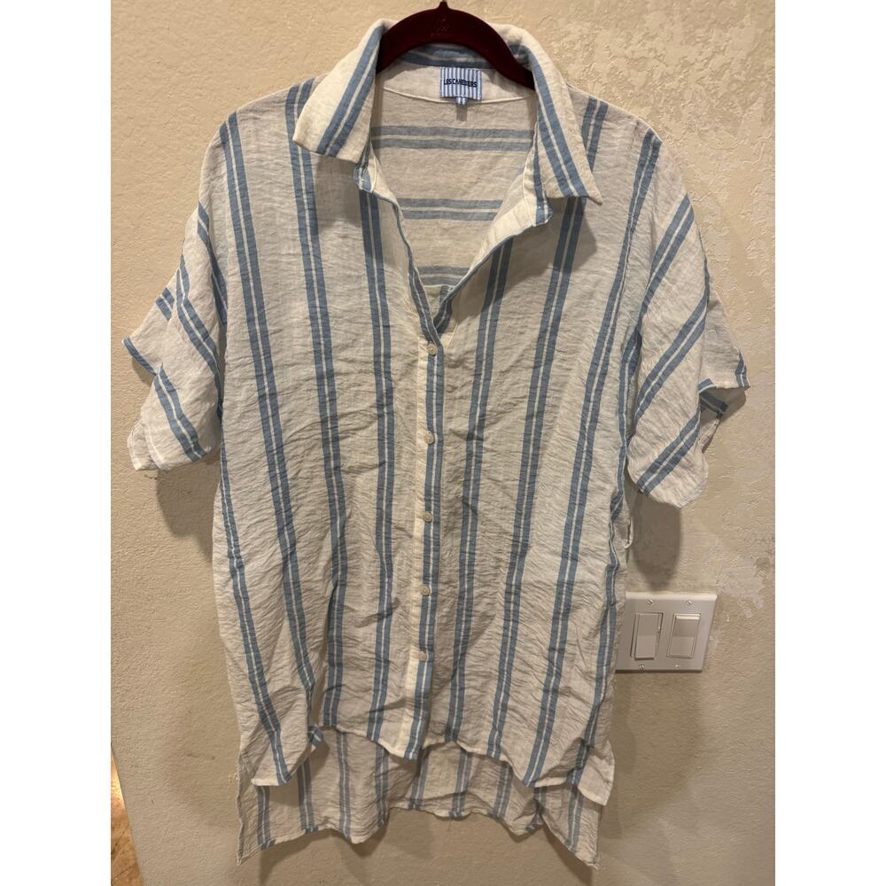 Les Canebiers Shirt Dress Striped Blue & White L